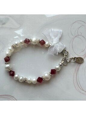 Sterling Silver CherishedMoments Baby Infant 0-12M Bracelet Birthstone Jan Ruby